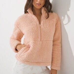 Soma Soft Pink Sherpa Half Zip Pullover Jacket